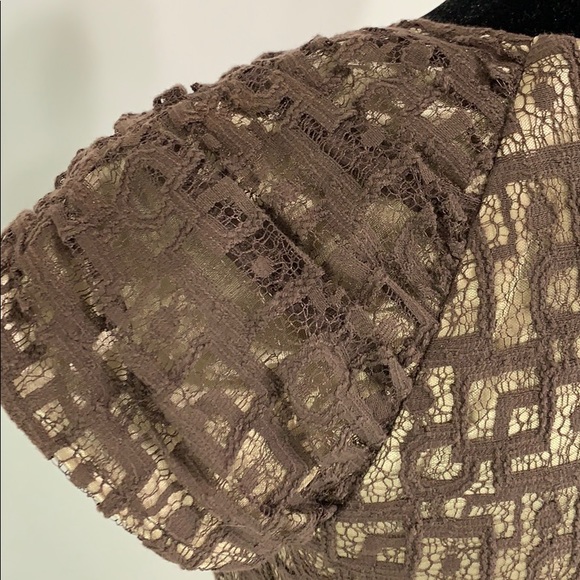 Andrew Marc New York brown tan lace midi dress - Picture 5 of 8